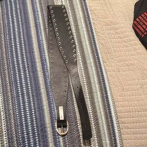 Black Leather Belt with Silver Buckle